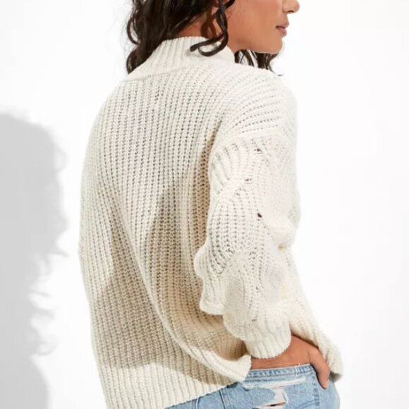 AE Cable Knit Mock Neck Sweater - Picture 6 of 6